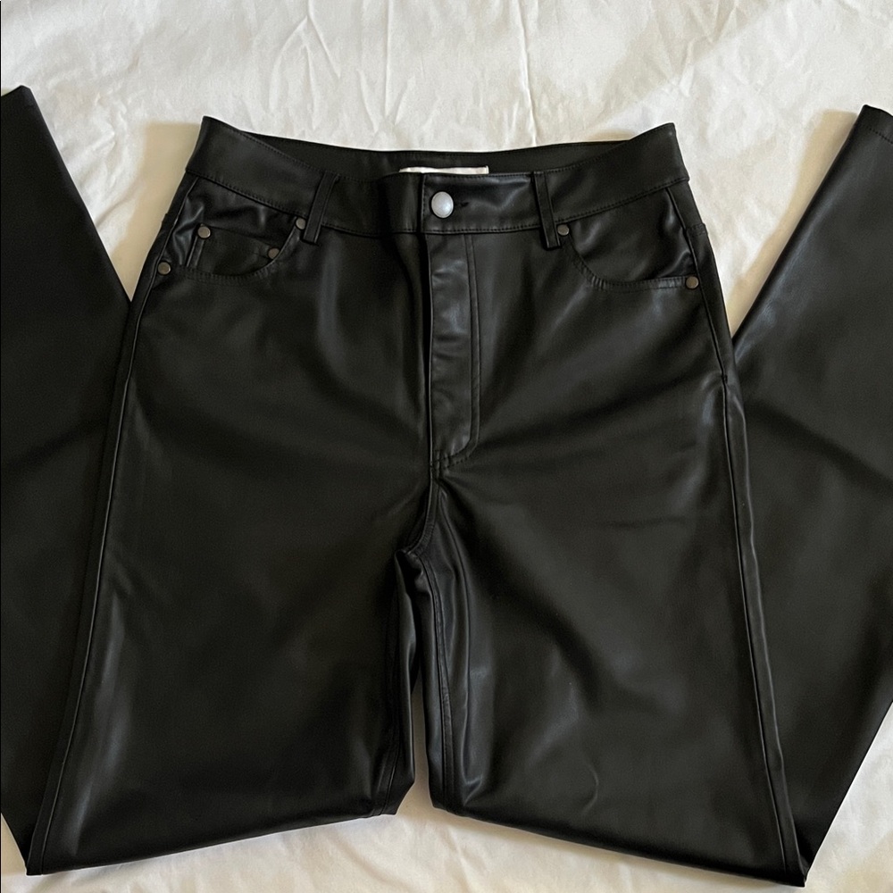 Zara Black Leather-Style Trousers